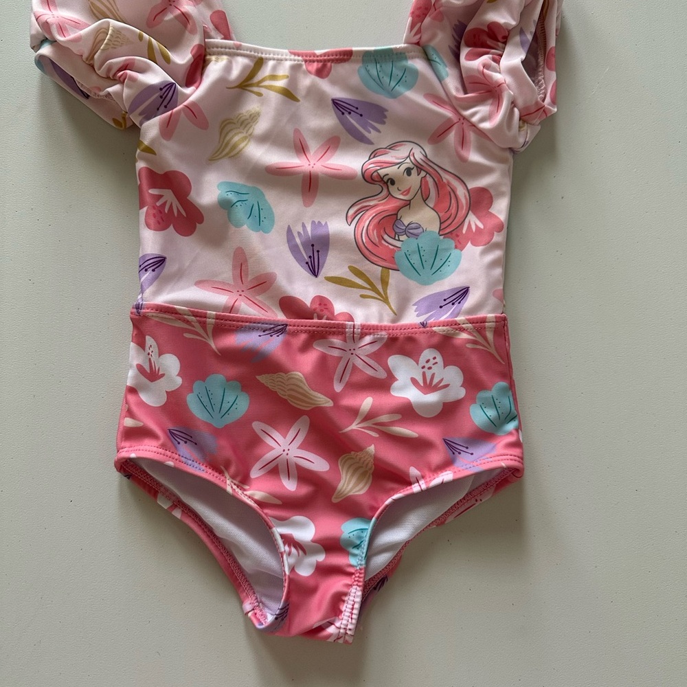 Disney Pink Floral Kids Swim One Piece